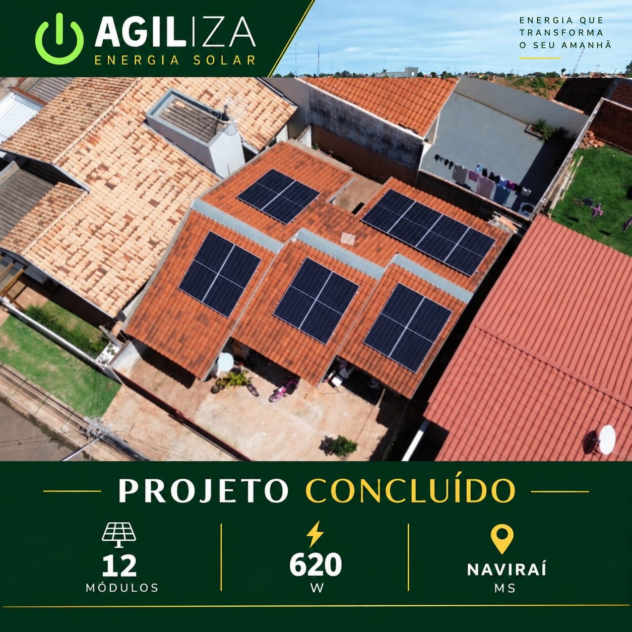 Sistema solar residencial em Naviraí/MS