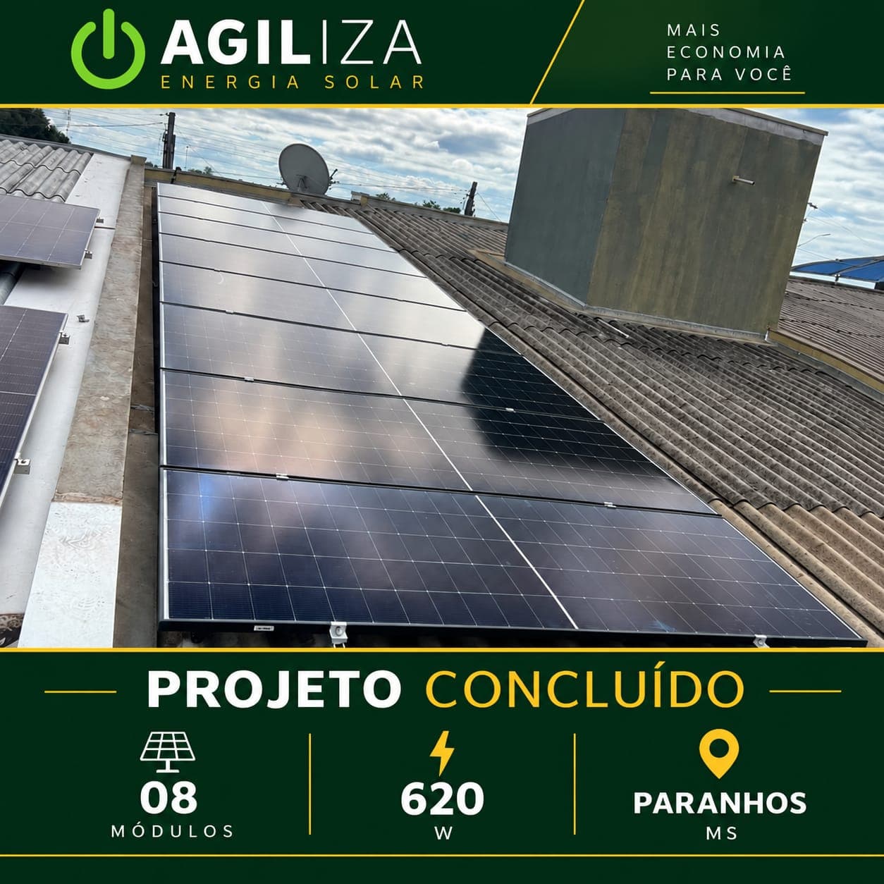 Sistema solar residencial em Paranhos/Ms
