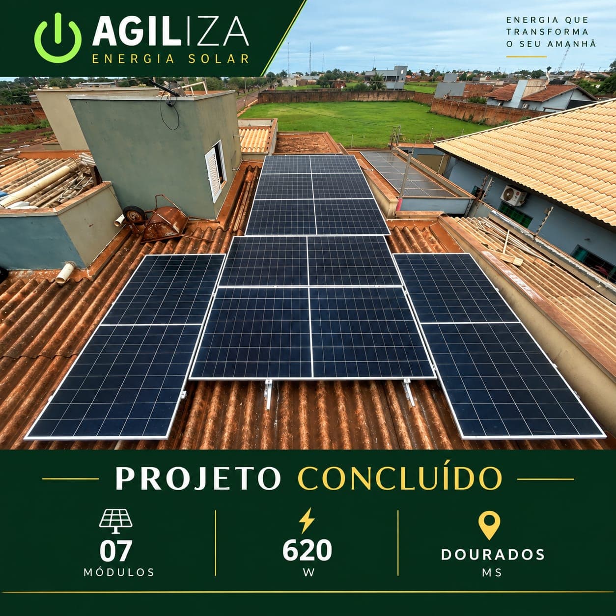 Sistema solar residencial em Dourados/Ms
